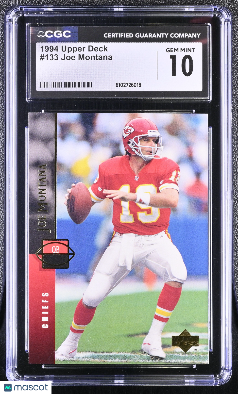 1994 Upper Deck Joe Montana #133 CGC 10 Kansas City Chiefs