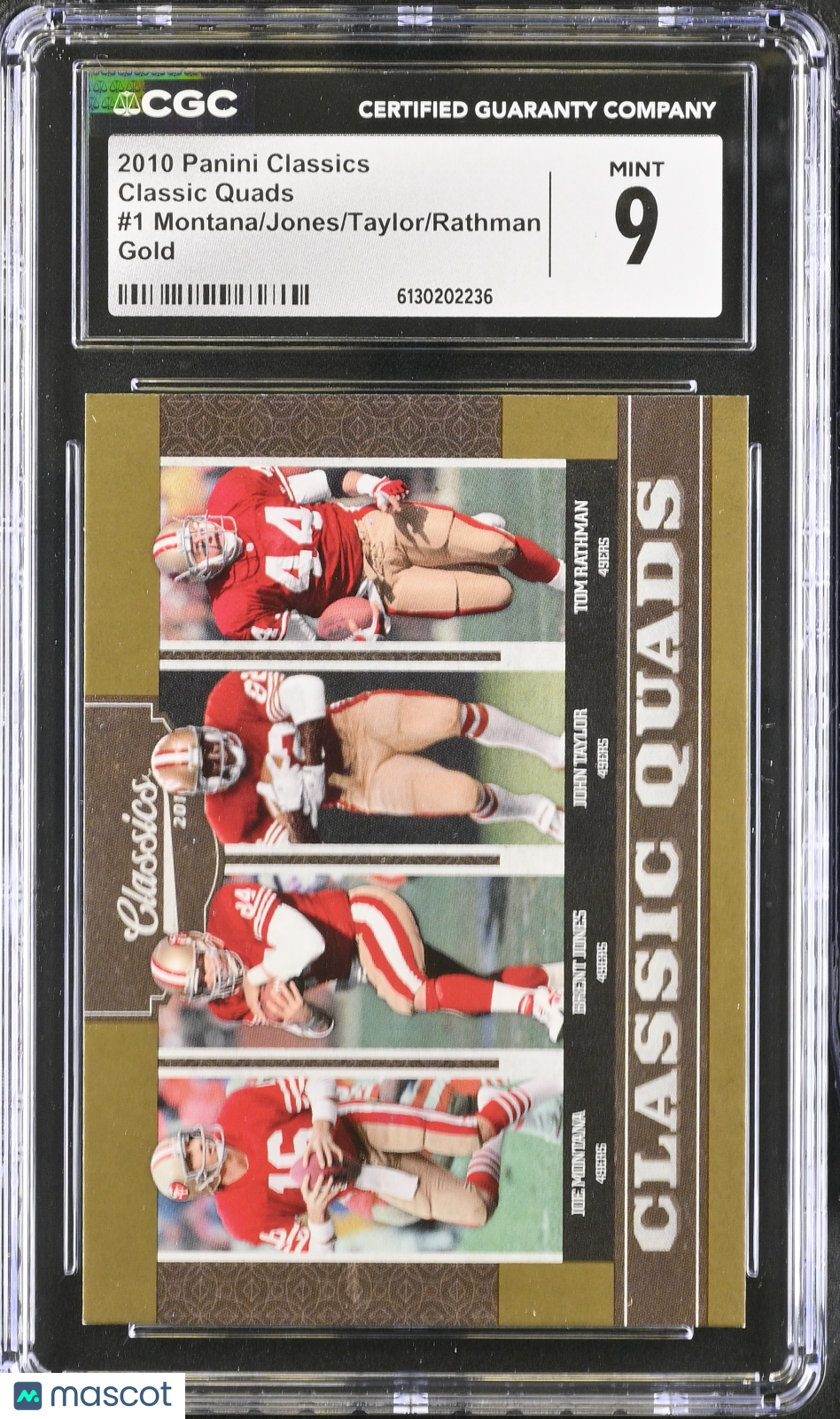 2010 Classics Montana/Jones/Taylor/Rathman Gold /100 Classic Quad #1 CGC 9 49ers