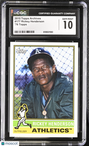 2015 Topps Archives Rickey Henderson '76 Topps #177 CGC 10 Oakland Athletics