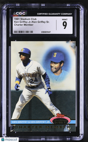 1991 Stadium Club Charter Member Ken Griffey Jr CGC 9 Seattle Mariners