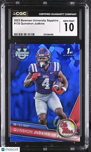 2023 Bowman University Sapphire Quinshon Judkins Rookie #135 CGC 10 Ole Miss