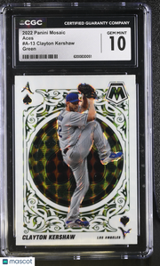 2022 Panini Mosaic Clayton Kershaw Green Aces #A-13 CGC 10 Los Angeles Dodgers