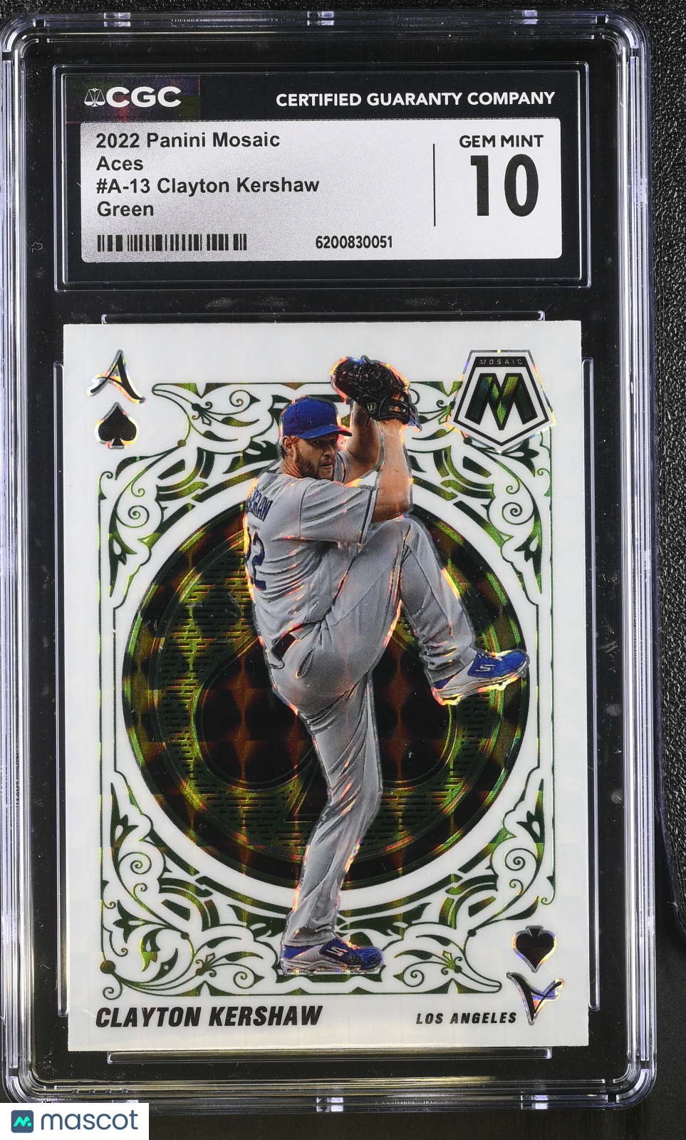 2022 Panini Mosaic Clayton Kershaw Green Aces #A-13 CGC 10 Los Angeles Dodgers