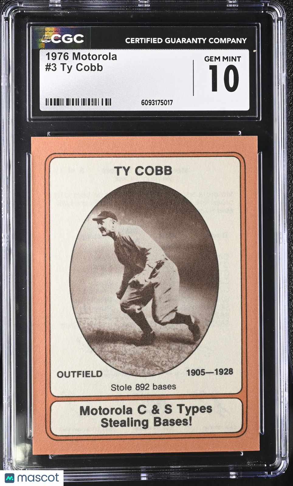 1976 Motorola Ty Cobb #3 CGC 10