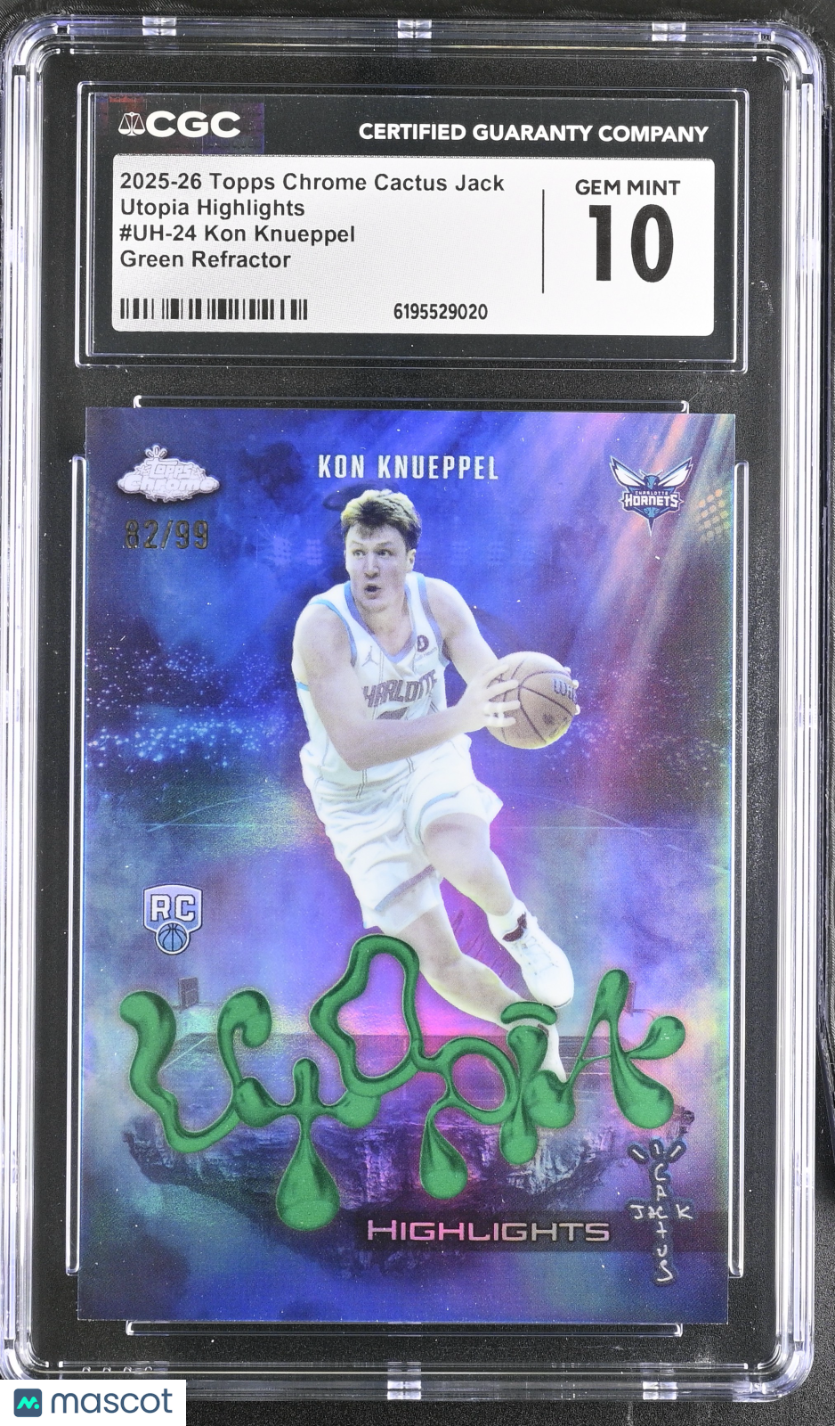 2025-26 Topps Chrome Cactus Jack Kon Knueppel Green /99 Rookie Utopia CGC 10