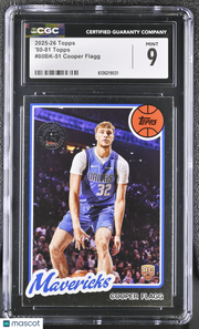 2025-26 Topps Cooper Flagg Rookie '80-81 Topps #80BK-51 CGC 9 Dallas Mavericks