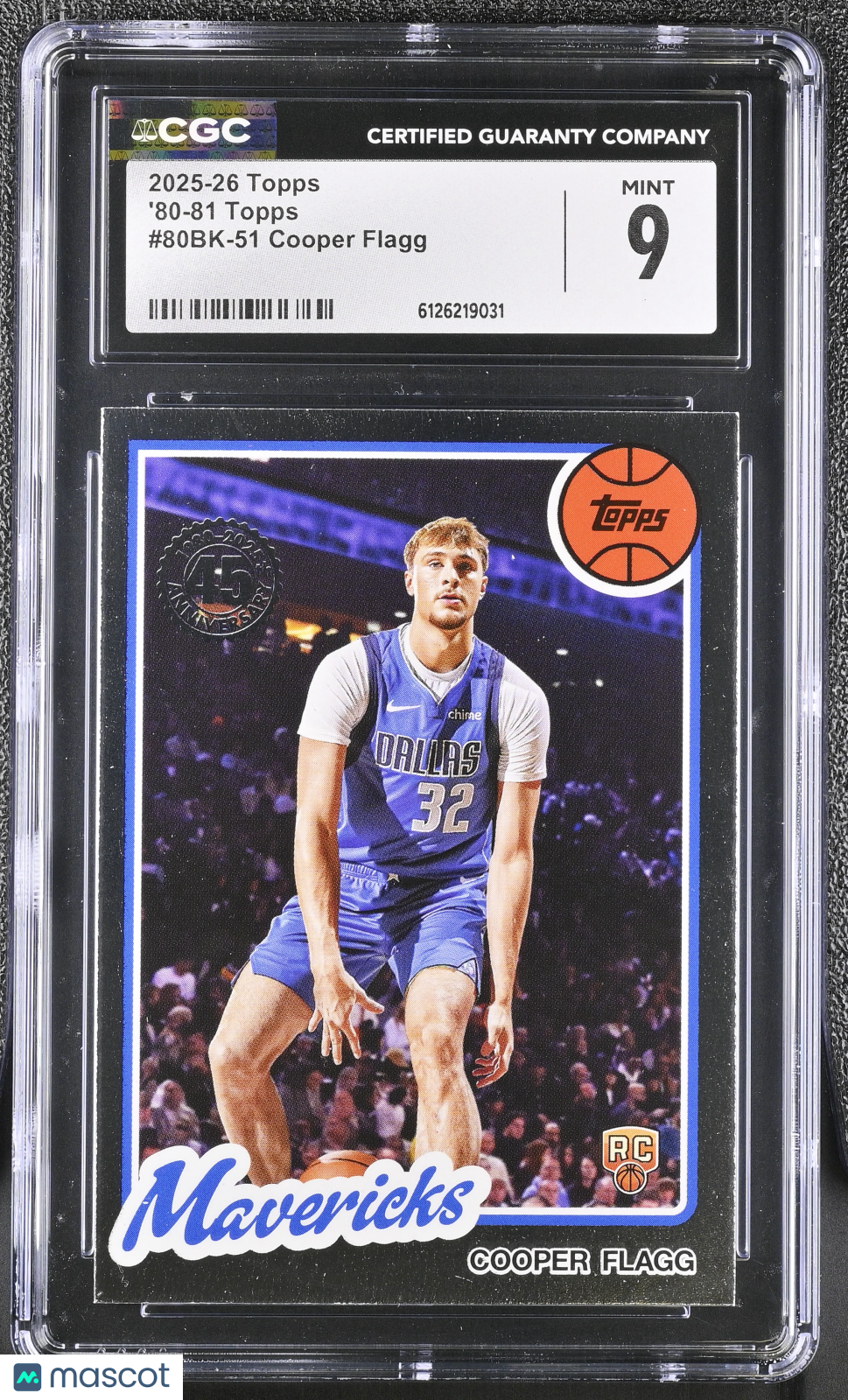 2025-26 Topps Cooper Flagg Rookie '80-81 Topps #80BK-51 CGC 9 Dallas Mavericks