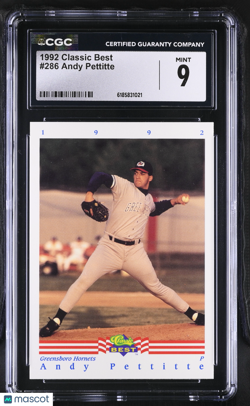 1992 Classic Best Andy Pettitte Rookie #286 CGC 9 Greensboro Hornets