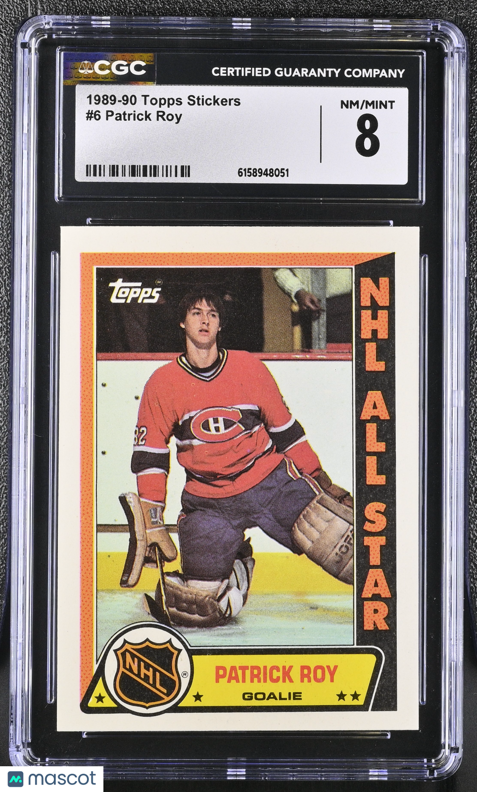 1989-90 Topps Stickers Patrick Roy #6 CGC 8 Montreal Canadiens