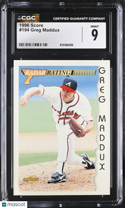 1996 Score Greg Maddux #194 CGC 9 Atlanta Braves