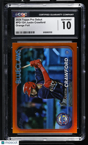 2024 Topps Pro Debut Justin Crawford Orange Foil /25 Rookie 124 CGC 10 Bluecrabs