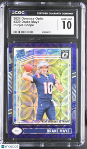 2024 Donruss Optic Drake Maye Purple Scope Rookie #229 CGC 10 Patriots