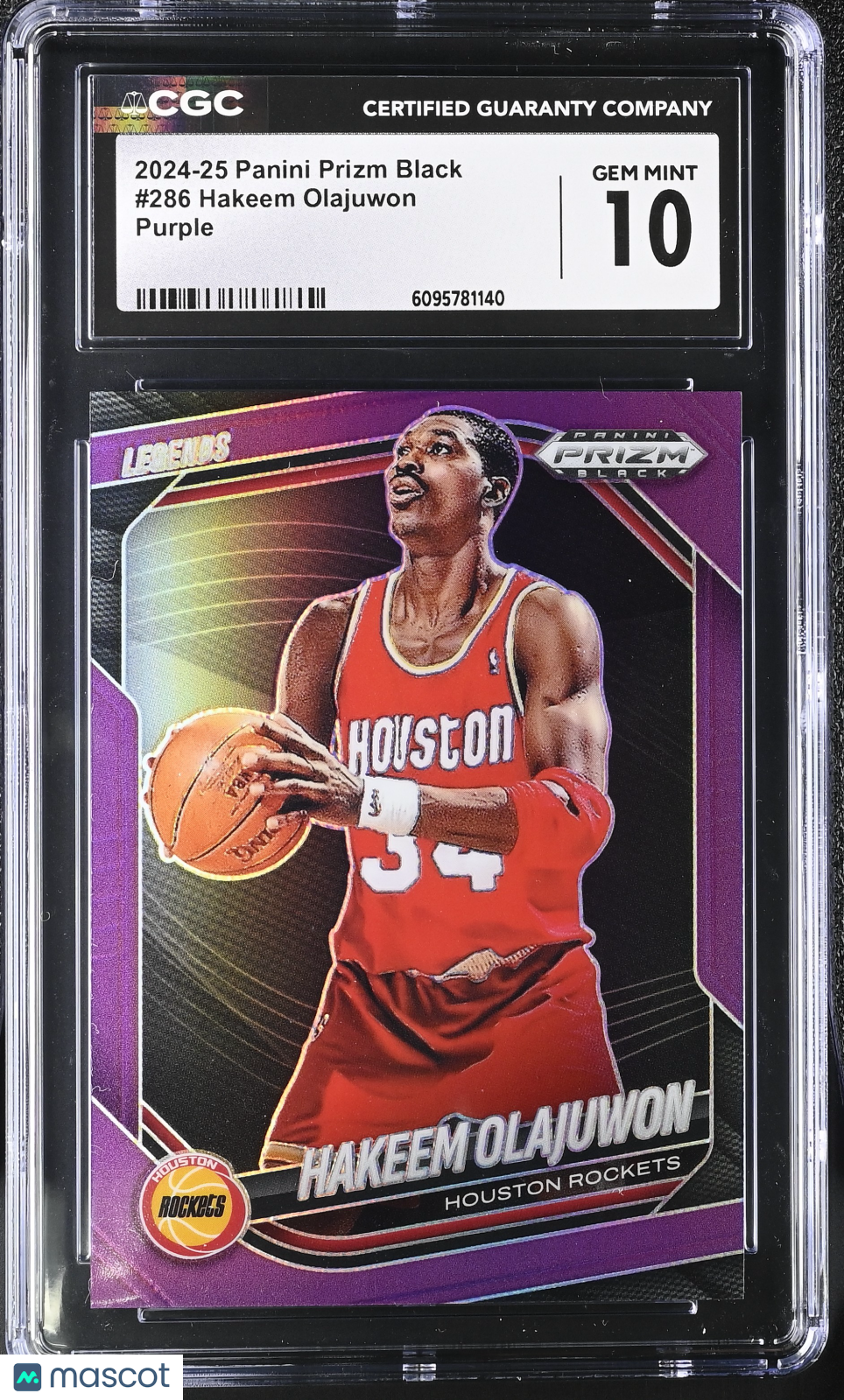2024-25 Panini Prizm Black Hakeem Olajuwon Purple /99 #286 CGC 10 Rockets