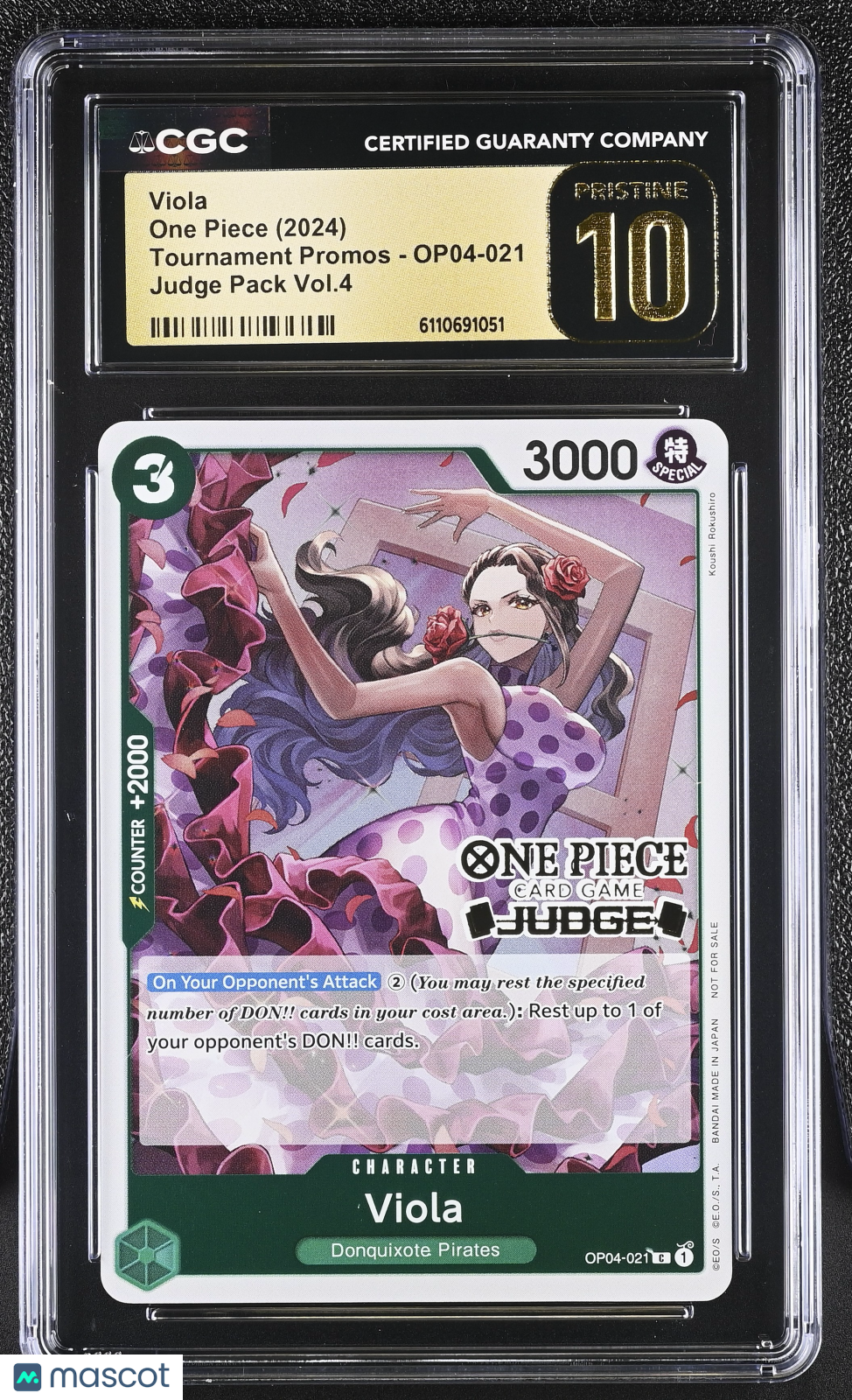 One Piece Tournament Promos Viola Judge Pack Vol.4 CGC 10 #OP04-021 Pristine