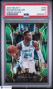 2023 Panini Select Brandon Miller #332 Green Shock PSA 9