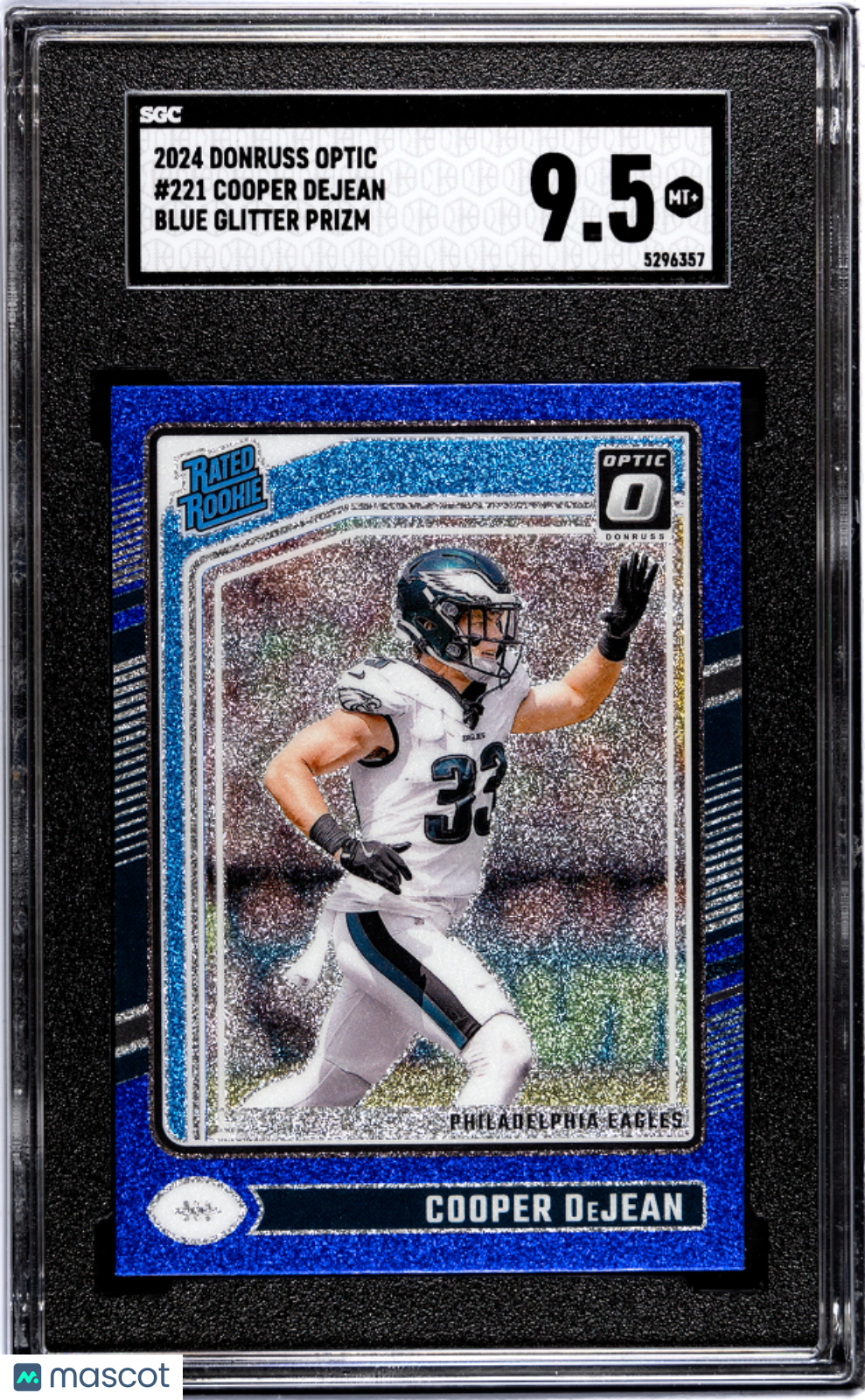 2024 Donruss Optic Cooper Dejean Blue Glitter Prizm Rookie #221 SGC 9.5 Eagles
