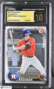 2016 Bowman Alex Bregman Rookie Prospects #BP4 CGC 10 Pristine Astros