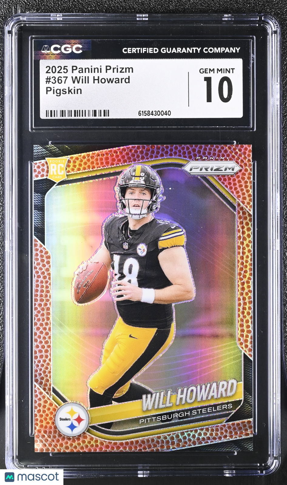 2025 Panini Prizm Will Howard Pigskin /180 Rookie 367 CGC 10 Pittsburgh Steelers