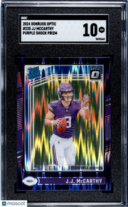 2024 Donruss Optic JJ Mccarthy Purple Shock Prizm Rookie #235 SGC 10 Vikings
