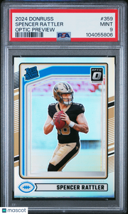 2024 Panini Donruss Spencer Rattler Optic Preview Rookie #359 PSA 9 Saints
