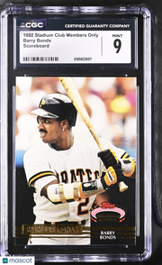 1992 Stadium Club Members Only Barry Bonds Scoreboard CGC 9 Pittsburgh Pirates