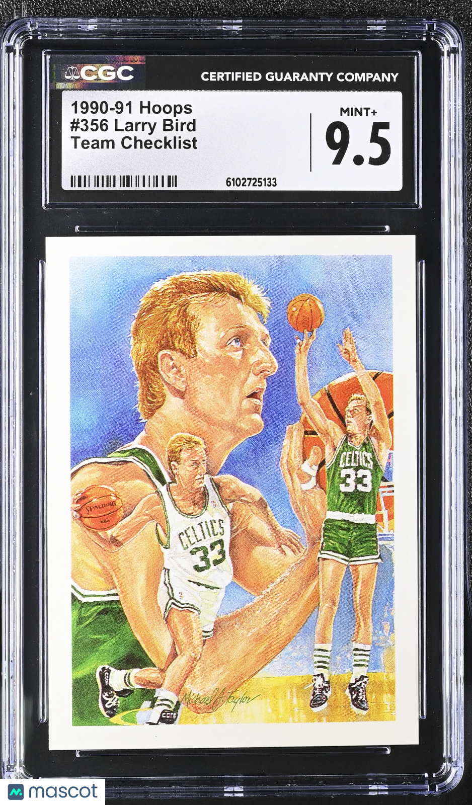 1990-91 Hoops Larry Bird Team Checklist #356 CGC 9.5 Boston Celtics