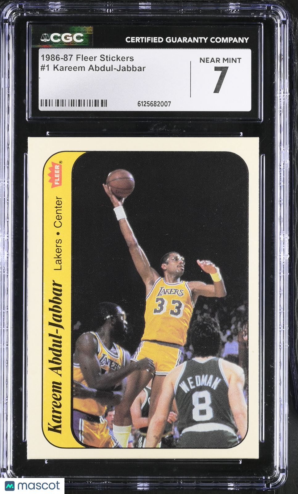 1986-87 Fleer Stickers Kareem Abdul-Jabbar #1 CGC 7 Los Angeles Lakers