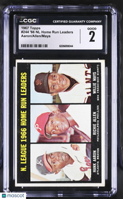 1967 Topps '66 NL Home Run Leaders Aaron/Allen/Mays #244 CGC 2