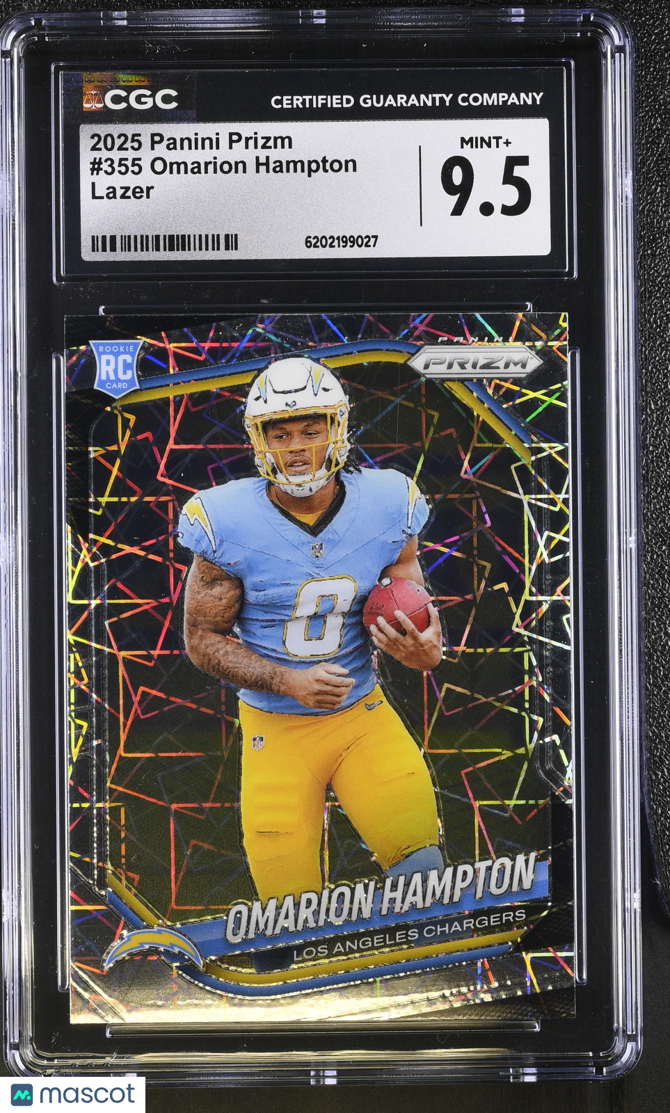 2025 Panini Prizm Omarion Hampton Lazer Rookie #355 CGC 9.5 Los Angeles Chargers