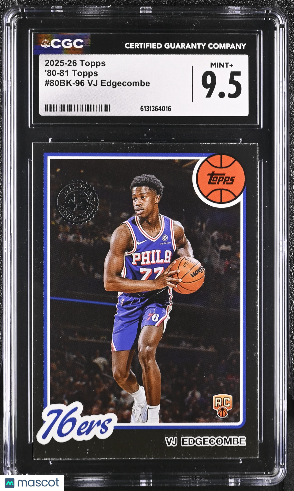 2025-26 Topps VJ Edgecombe Rookie '80-81 Topps #80BK-96 CGC 9.5 76ers