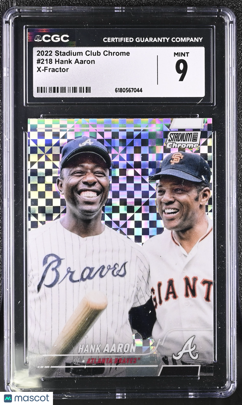 2022 Stadium Club Chrome Hank Aaron X-Fractor #218 CGC 9 Giants/Braves