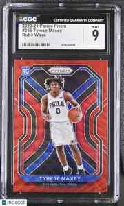 2020-21 Panini Prizm Tyrese Maxey Ruby Wave Rookie #256 CGC 9 Philadelphia 76ers