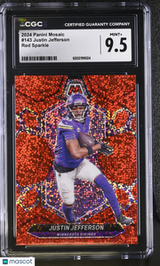 2024 Panini Mosaic Justin Jefferson Red Sparkle #143 CGC 9.5 Minnesota Vikings