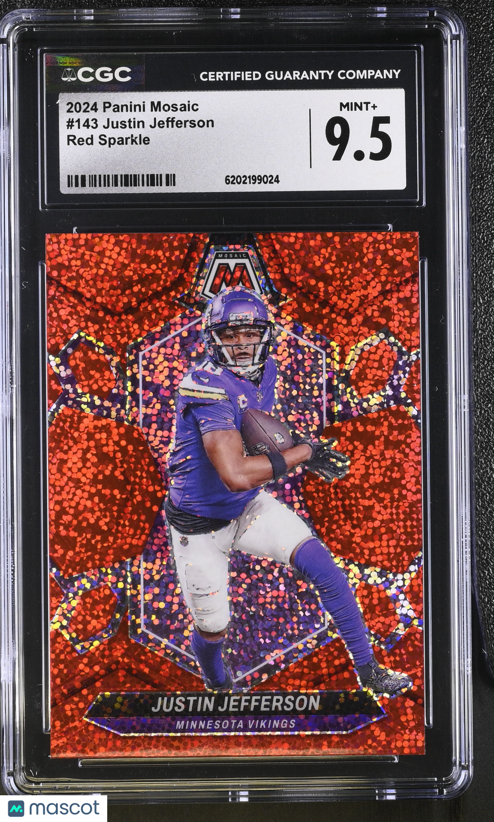 2024 Panini Mosaic Justin Jefferson Red Sparkle #143 CGC 9.5 Minnesota Vikings
