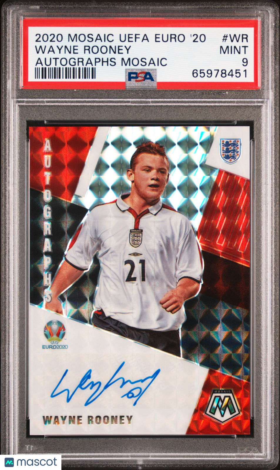 2020 Panini Mosaic UEFA Euro 2020 Autograph Wayne Rooney #WR PSA 9 England