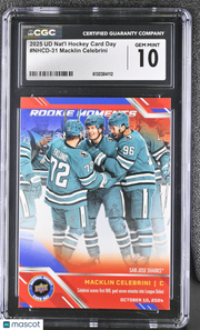 2025 UD Nat'l Hockey Card Day Macklin Celebrini Rookie #NHCD-31 CGC 10 Sharks