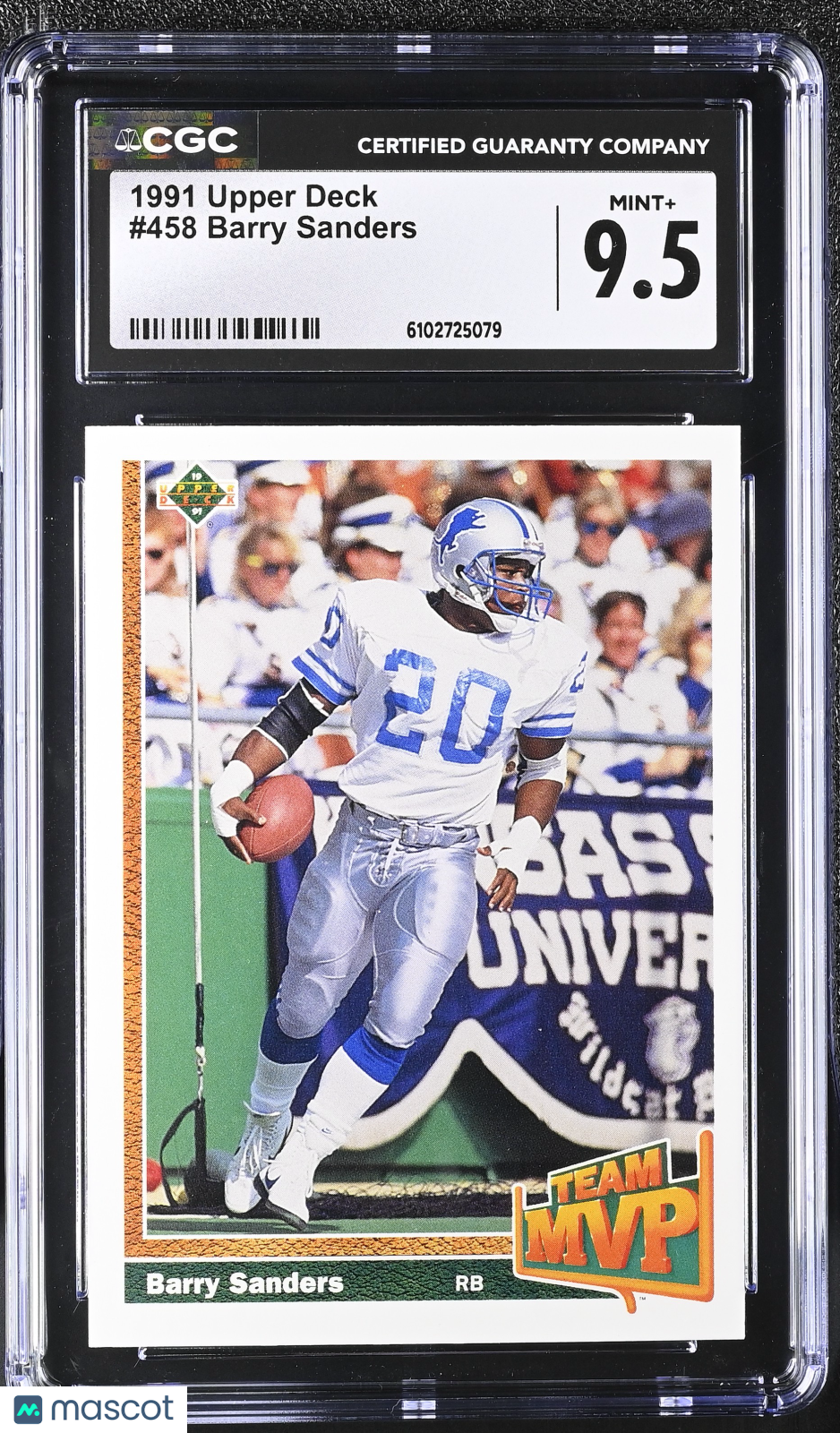 1991 Upper Deck Barry Sanders #458 CGC 9.5 Detroit Lions