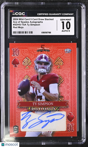 2024 Wild Card 5 Card Draw Ty Simpson Red /2 Rookie Auto SDHS-TSA CGC 10 Alabama