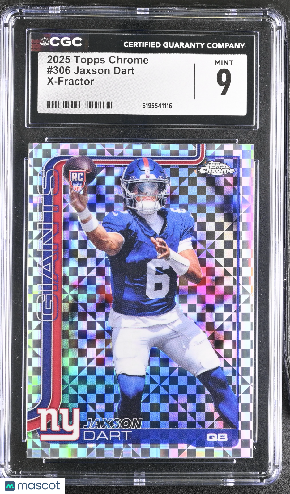 2025 Topps Chrome Jaxson Dart X-Fractor Rookie #306 CGC 9 New York Giants
