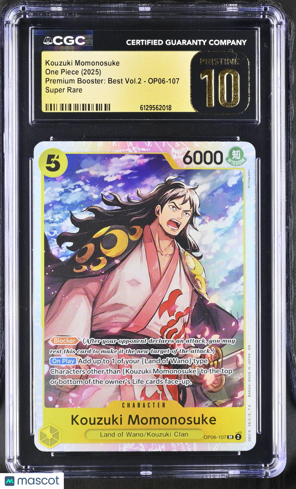 One Piece Premium Booster: Best Kouzuki Momonosuke CGC 10 #OP06-107 Pristine