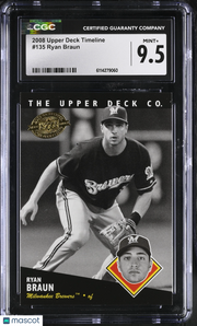 2008 Upper Deck Timeline Ryan Braun #135 CGC 9.5