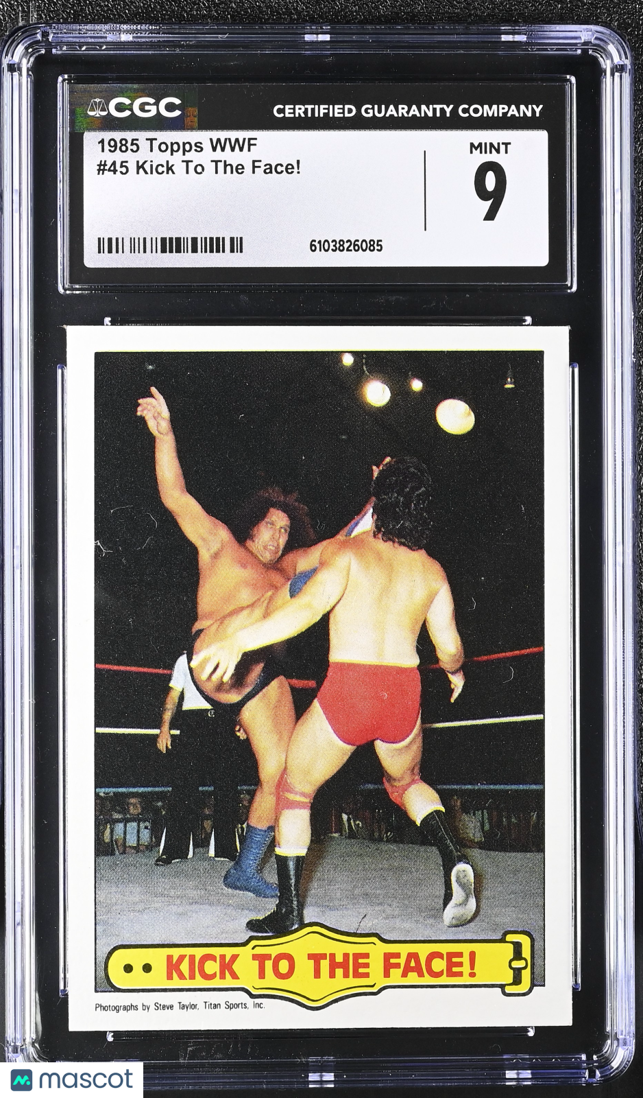 1985 Topps WWF Kick To The Face! #45 CGC 9