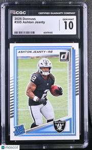 2025 Donruss Ashton Jeanty Rookie #305 CGC 10 Las Vegas Raiders