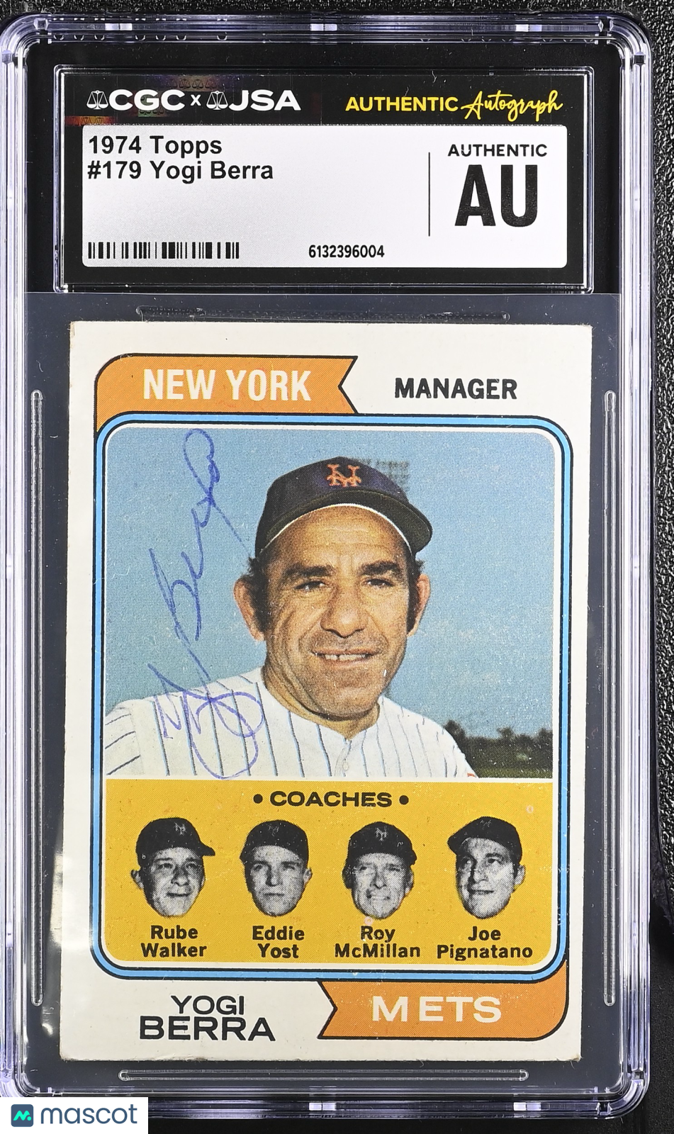 1974 Topps Yogi Berra Auto Autograph #179 CGC Authentic JSA New York Mets