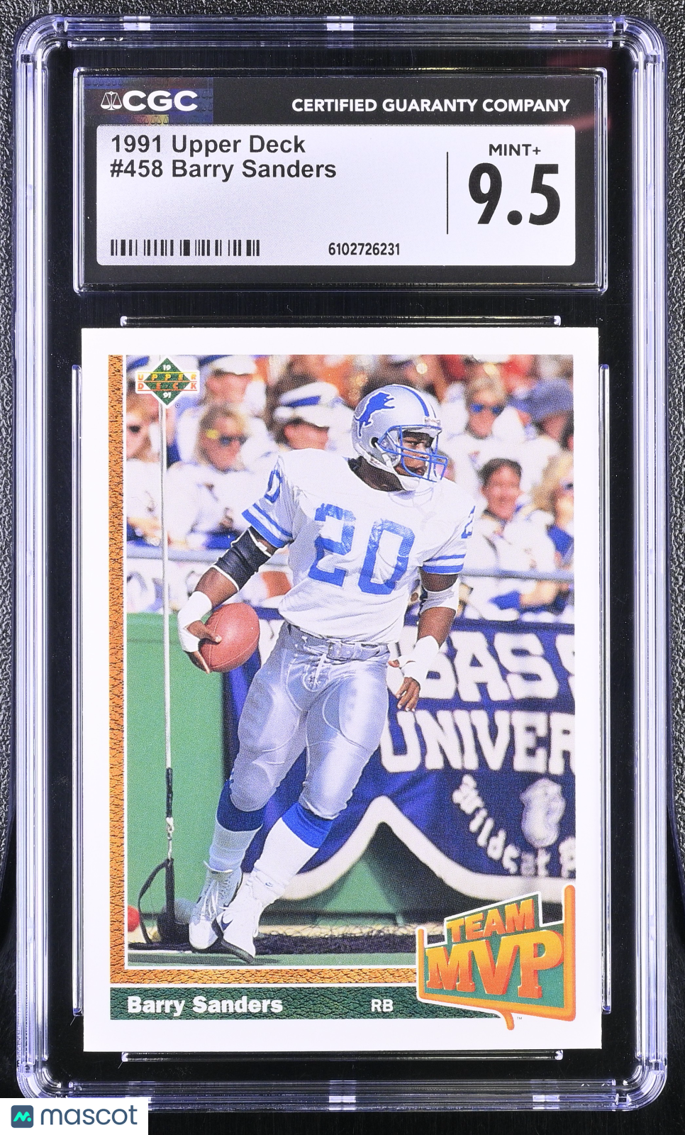 1991 Upper Deck Barry Sanders #458 CGC 9.5 Detroit Lions