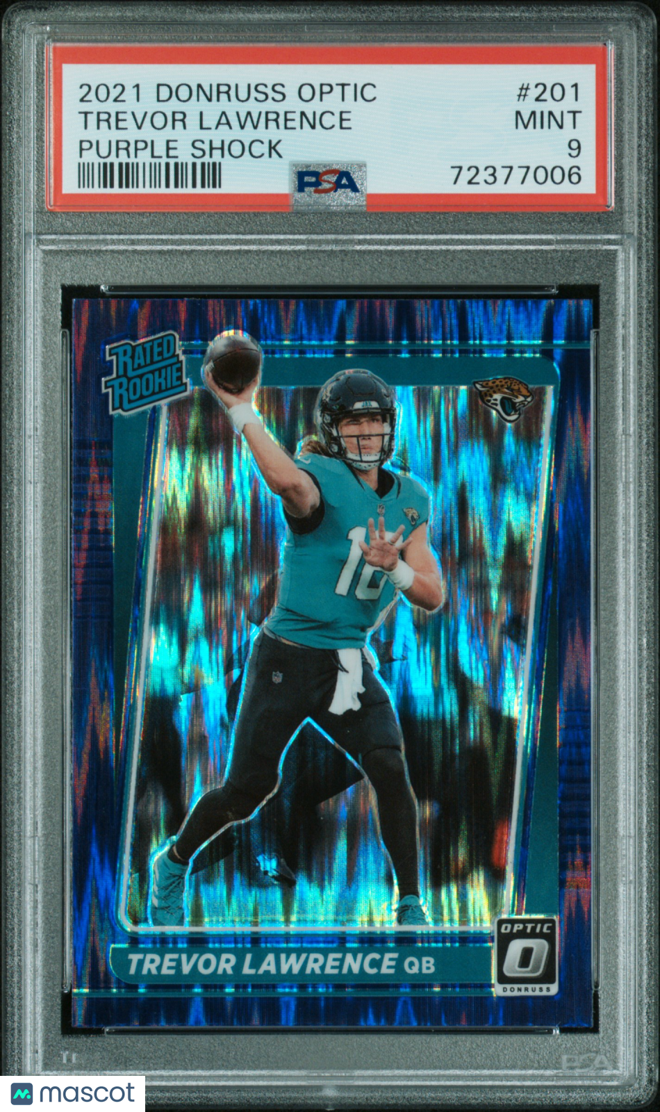 2021 Panini Donruss Optic Trevor Lawrence Purple Shock Rookie #201 PSA 9 Jaguars