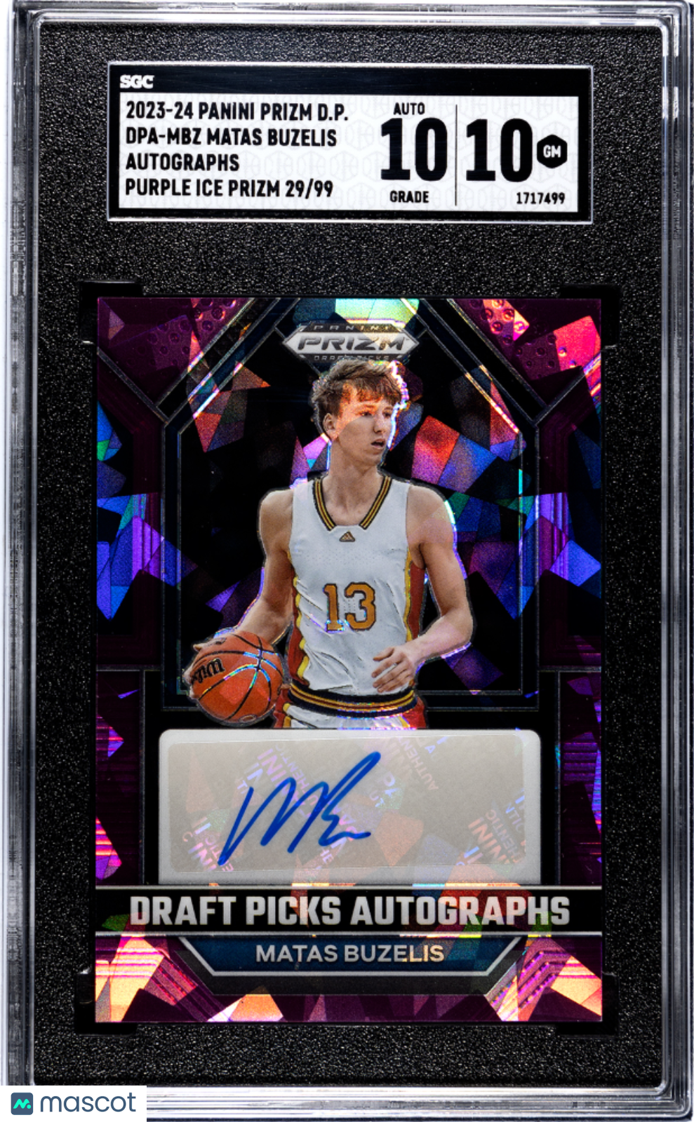 2023 Panini Prizm Matas Buzelis Auto Purple Ice 99 #DPA-MBZ SGC 10 Chicago Bulls