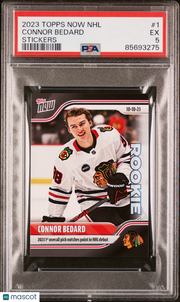 2023 Topps Now NHL Stickers Connor Bedard Rookie #1 PSA 5 Chicago Blackhawks