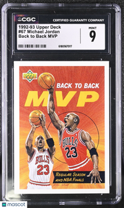 1992-93 Upper Deck Michael Jordan Back to Back MVP #67 CGC 9 Chicago Bulls