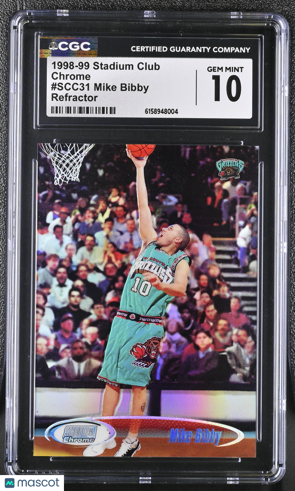 1998-99 Stadium Club Mike Bibby Refractor Rookie Chrome #SCC31 CGC 10 Grizzlies